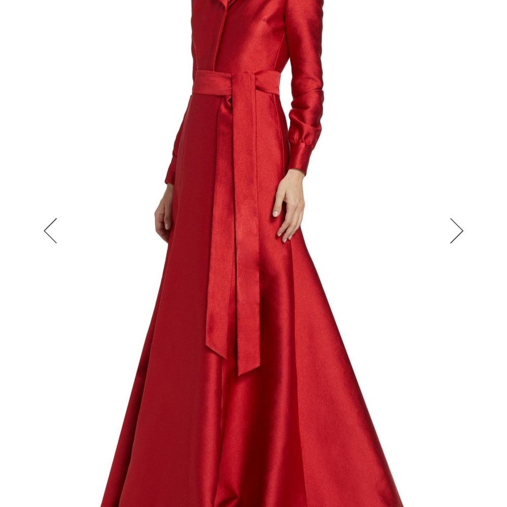 Badgley Mischka Elegant Red Evening Long Sleeve Gown Dress Size 10 Great Quality